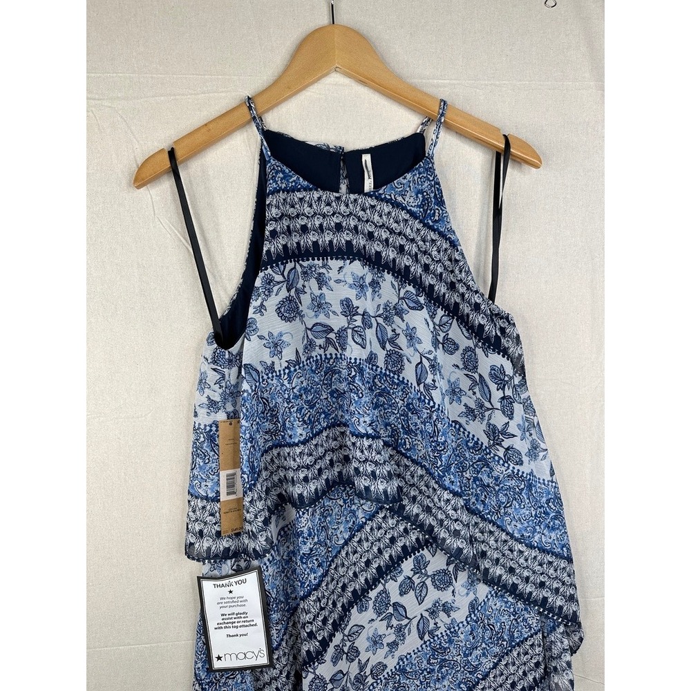 RACHEL Rachel Roy Women's Floral Printed Asymmetrical Chiffon Dress Size 6 Blue - Picture 4 of 8